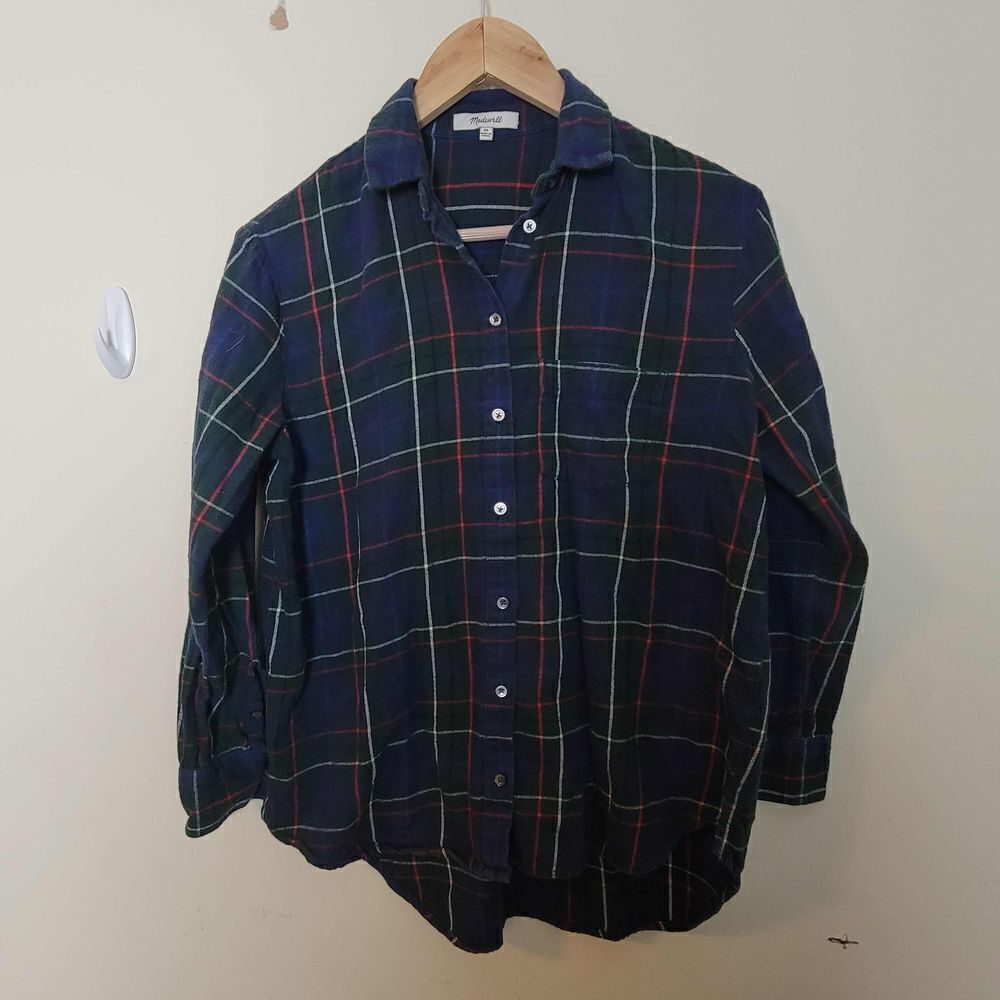 Madewell Flannel Oversized Ex-Boyfriend Shirt in Dark Plaid XS